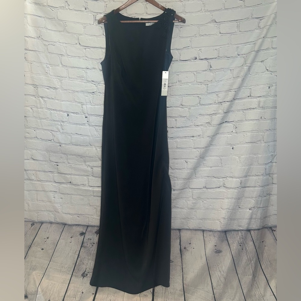 Kay Unger Elegant Black Long Sleeveless Gown Size 16 Brand New W/Tags